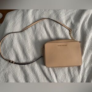 Michael Kors Beige Crossbody Bag with Gold Accents